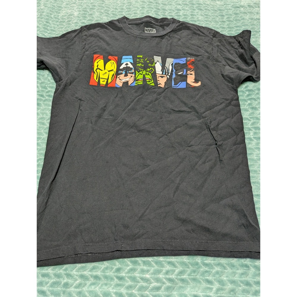 Marvel‎ Comics Avengers Graphic T-Shirt Black Mens Small Iron Man Hulk Thor Logo